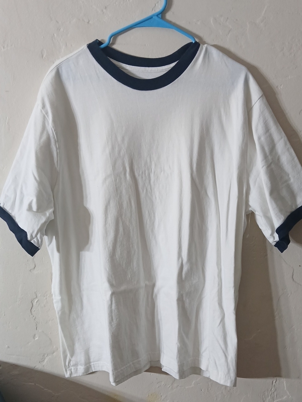 Basic Editions White Ringer T-Shirt with Navy Trim Size 2X
